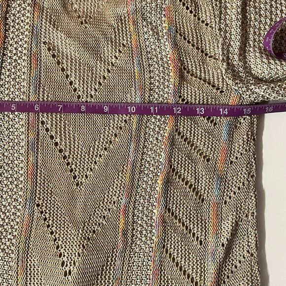 Love on a Hanger Tan Rainbow Knit V-Neck Pullover Sweater Size S EUC - Picture 7 of 11